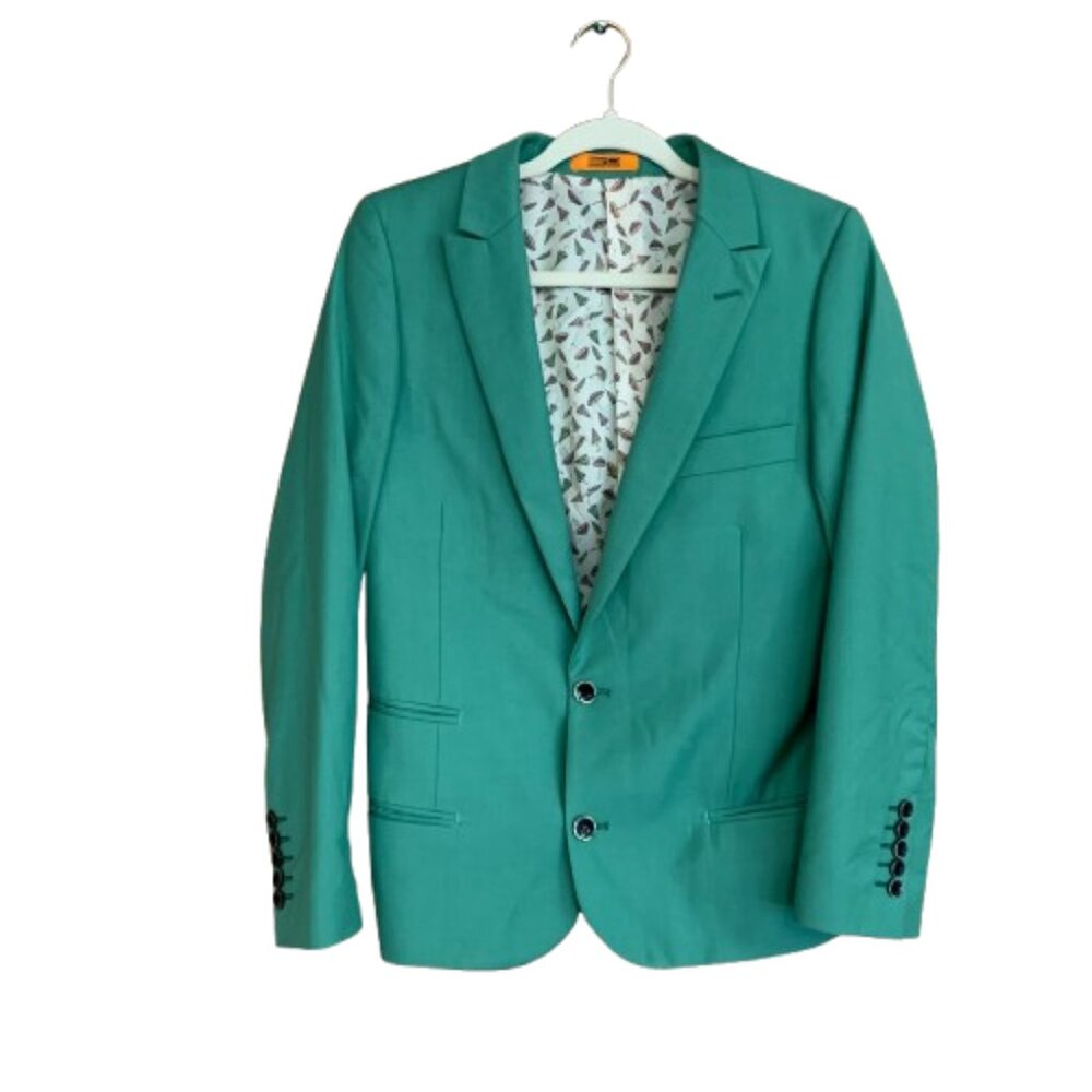Steven Land George 38R Green Umbrellas Two Button Front Men's Sport Blazer GUC